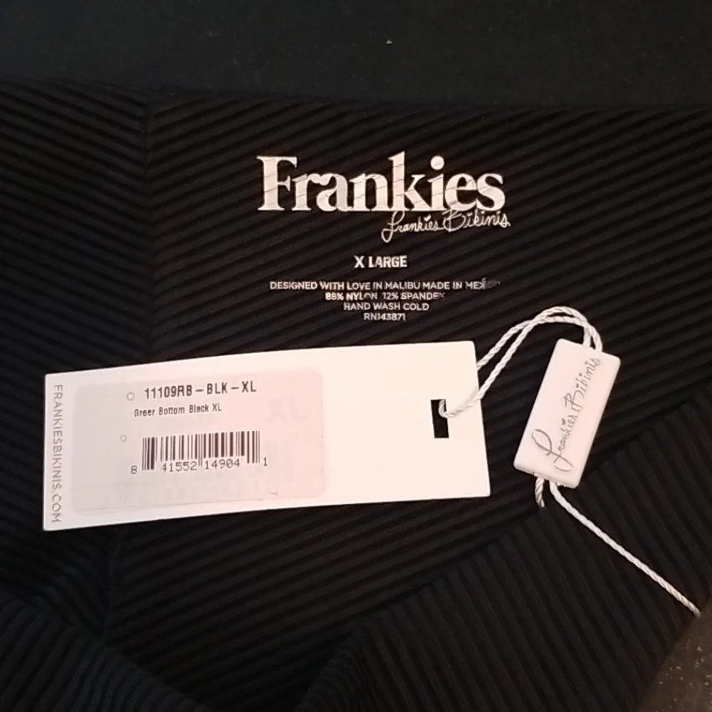 💕FRANKIE'S BIKINIS💕 Greer Ribbed Cheeky Bikini Bottom Black XL NWT